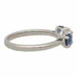 Blue Sapphire and Diamond Reverse Three Stone Ring