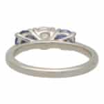 Blue Sapphire and Diamond Reverse Three Stone Ring