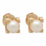 Vintage C de Cartier Pearl Stud Earrings