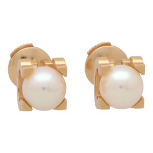 Vintage C de Cartier Pearl Stud Earrings