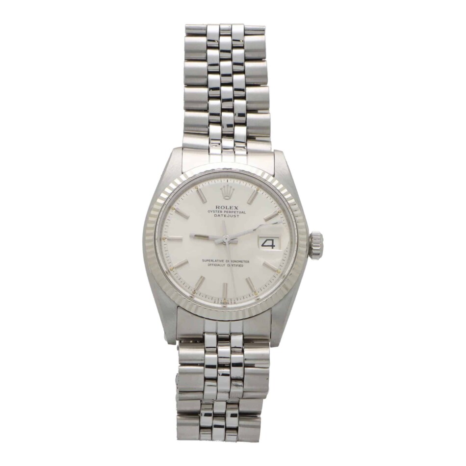 Vintage 1975 Rolex Oyster DateJust Watch With Light Grey Dial