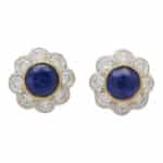 Contemporary Sapphire and Diamond Floral Cluster Earrings