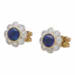 Contemporary Sapphire and Diamond Floral Cluster Earrings