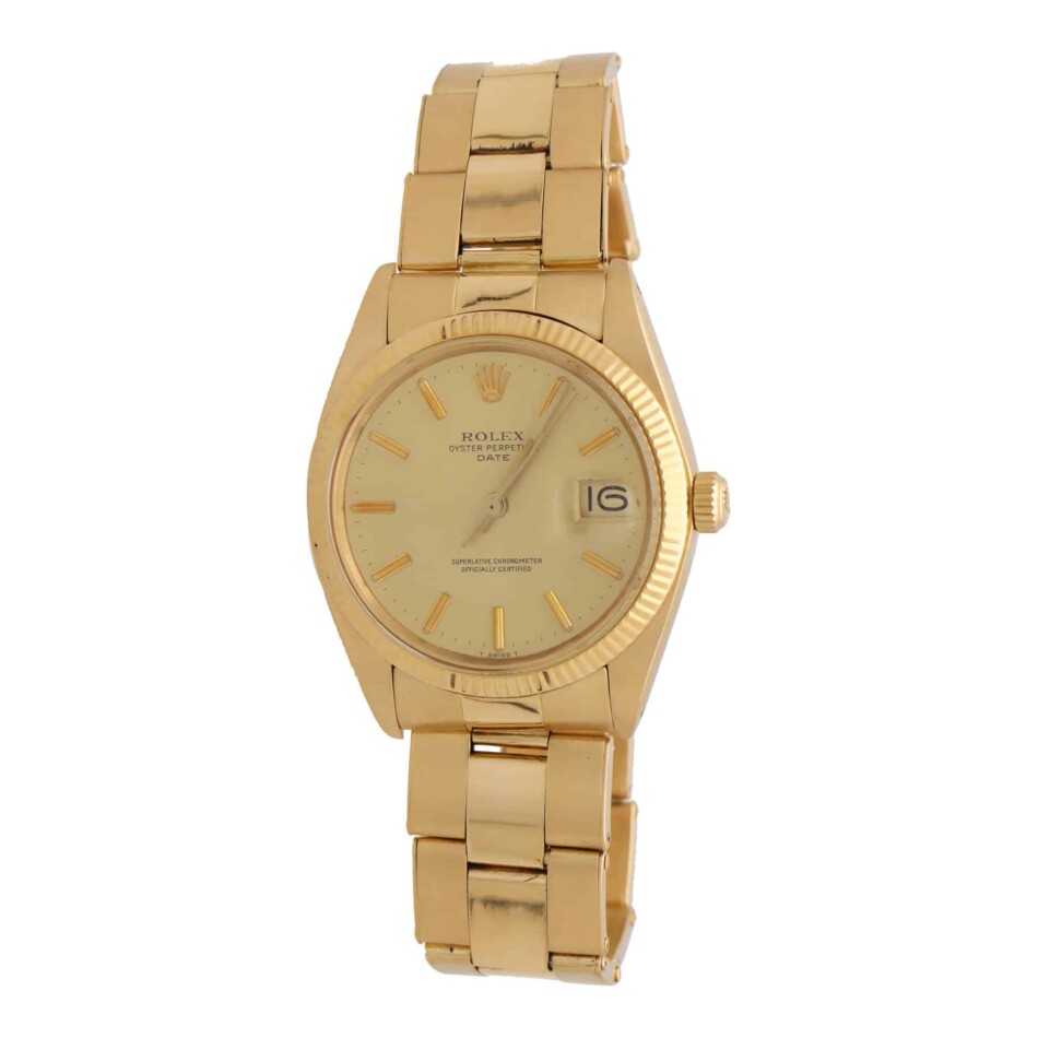 Vintage 1980 Solid Gold Rolex Oyster Perpetual Date Watch