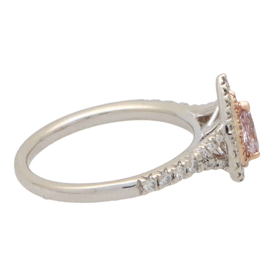 GIA Certified Natural Pink Diamond Double Halo Ring