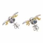 Blue Sapphire and Diamond Bee Earrings