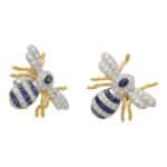 Blue Sapphire and Diamond Bee Earrings