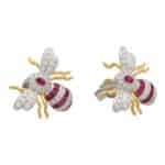 Ruby and Diamond Bee Earrings