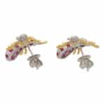 Ruby and Diamond Bee Earrings