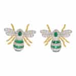 Emerald and Diamond Bee Earrings