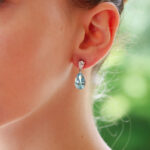 Contemporary Aquamarine and Diamond Pear Cut Drop Earrings