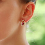 Vintage Cartier Cabochon Ruby and Diamond Earrings