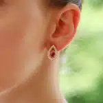 Vintage Cartier Cabochon Ruby and Diamond Earrings