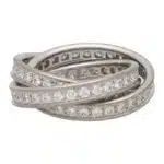 Vintage Cartier Full Diamond Trinity Ring in White Gold