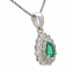 Pear Cut Emerald and Diamond Cluster Necklace