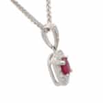 Cushion Cut Ruby and Diamond Cluster Pendant