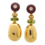 Vintage Bvlgari Peridot, Amethyst and Diamond Earrings