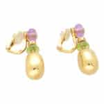 Vintage Bvlgari Peridot, Amethyst and Diamond Earrings