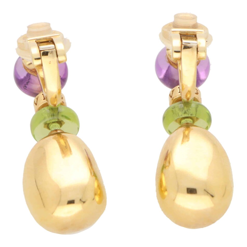 Vintage Bvlgari Peridot, Amethyst and Diamond Earrings