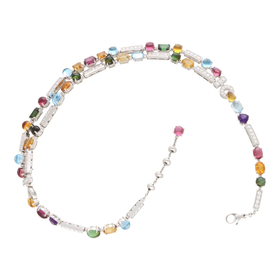 Vintage Bulgari Multi Gem and Diamond Allegra Necklace