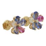 Vintage Bvlgari Sapphire and Diamond Floral Stud Earrings