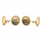 Victorian Essex Crystal Duck Scene Cufflinks