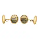 Victorian Essex Crystal Duck Scene Cufflinks