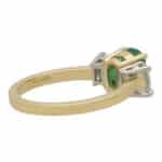 Contemporary Cushion Cut Emerald and Diamond Three Stone Ring