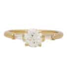 Certified Old European Cut Diamond and Baguette Ring