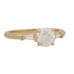 Certified Old European Cut Diamond and Baguette Ring