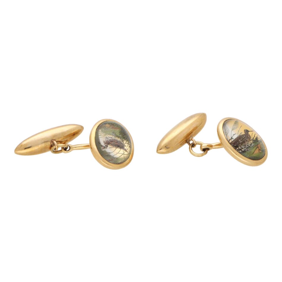 Victorian Essex Crystal Duck Scene Cufflinks