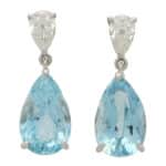 Contemporary Aquamarine and Diamond Pear Cut Drop Earrings