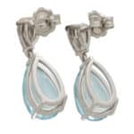 Contemporary Aquamarine and Diamond Pear Cut Drop Earrings