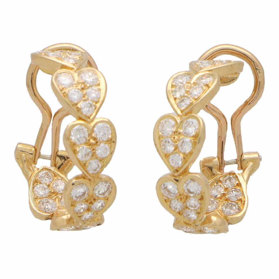 Vintage Cartier 'Virgo' Diamond Heart Hoop Earrings