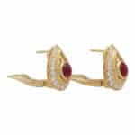 Vintage Cartier Cabochon Ruby and Diamond Earrings