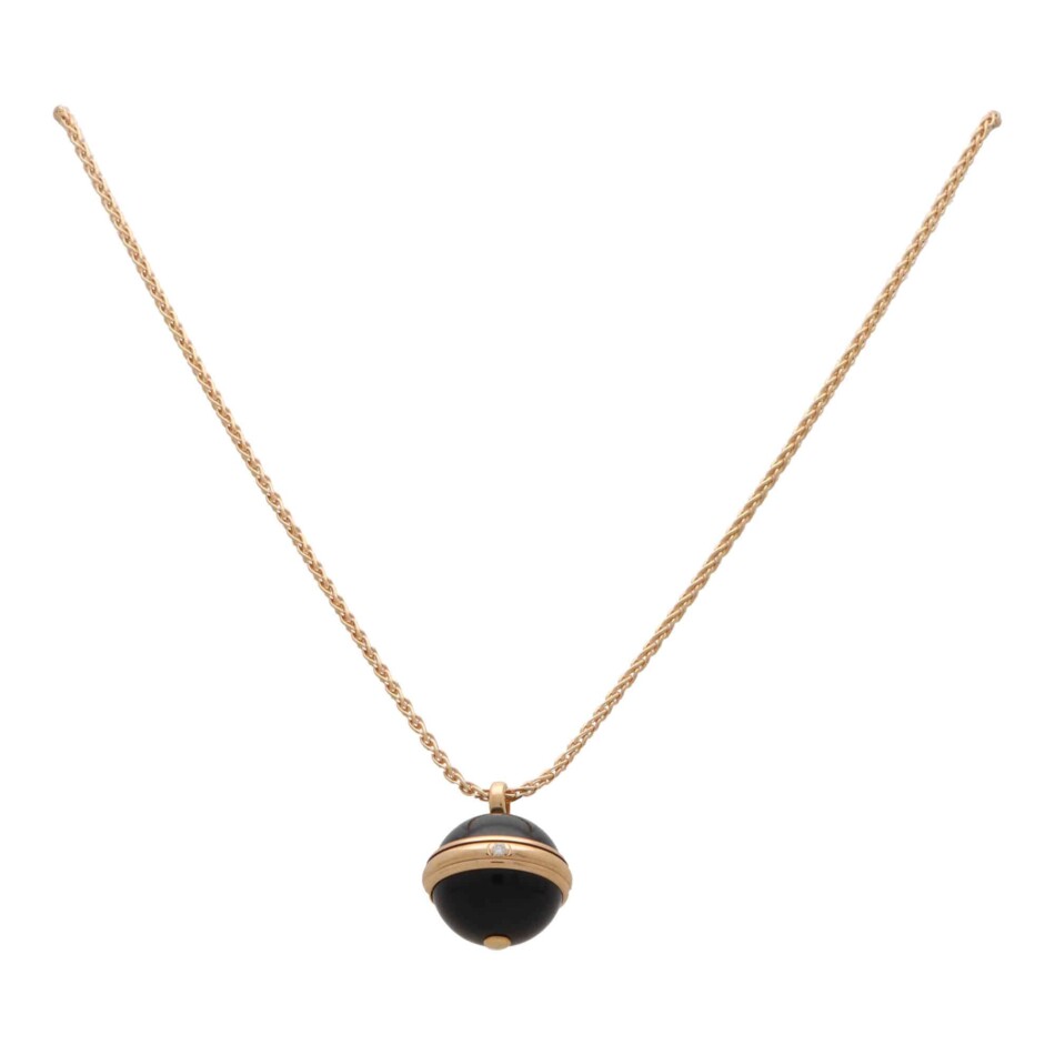 Vintage Piaget Onyx and Diamond Pendant Necklace