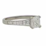 Art Deco Inspired Asscher Cut Diamond Ring in Platinum