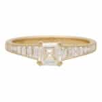 Art Deco Inspired Asscher Cut Diamond Ring in Yellow Gold