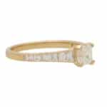 Art Deco Inspired Asscher Cut Diamond Ring in Yellow Gold