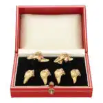 Vintage Ruby and Diamond Greyhound Cufflink and Shirt Stud Set