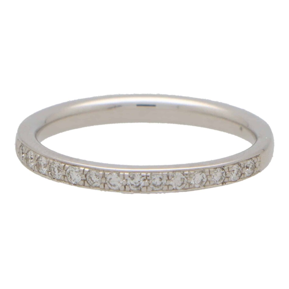Vintage White Gold Diamond Half Eternity Ring