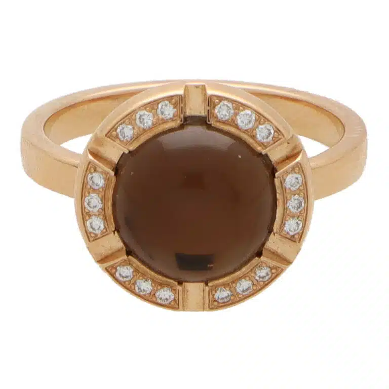 Vintage Chaumet Smoky Quartz and Diamond Class One Ring