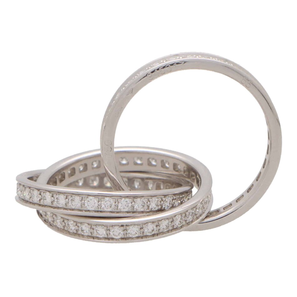Vintage Cartier Full Diamond Trinity Ring in White Gold