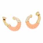 Vintage Van Cleef & Arpels Coral and Diamond Hoop Earrings