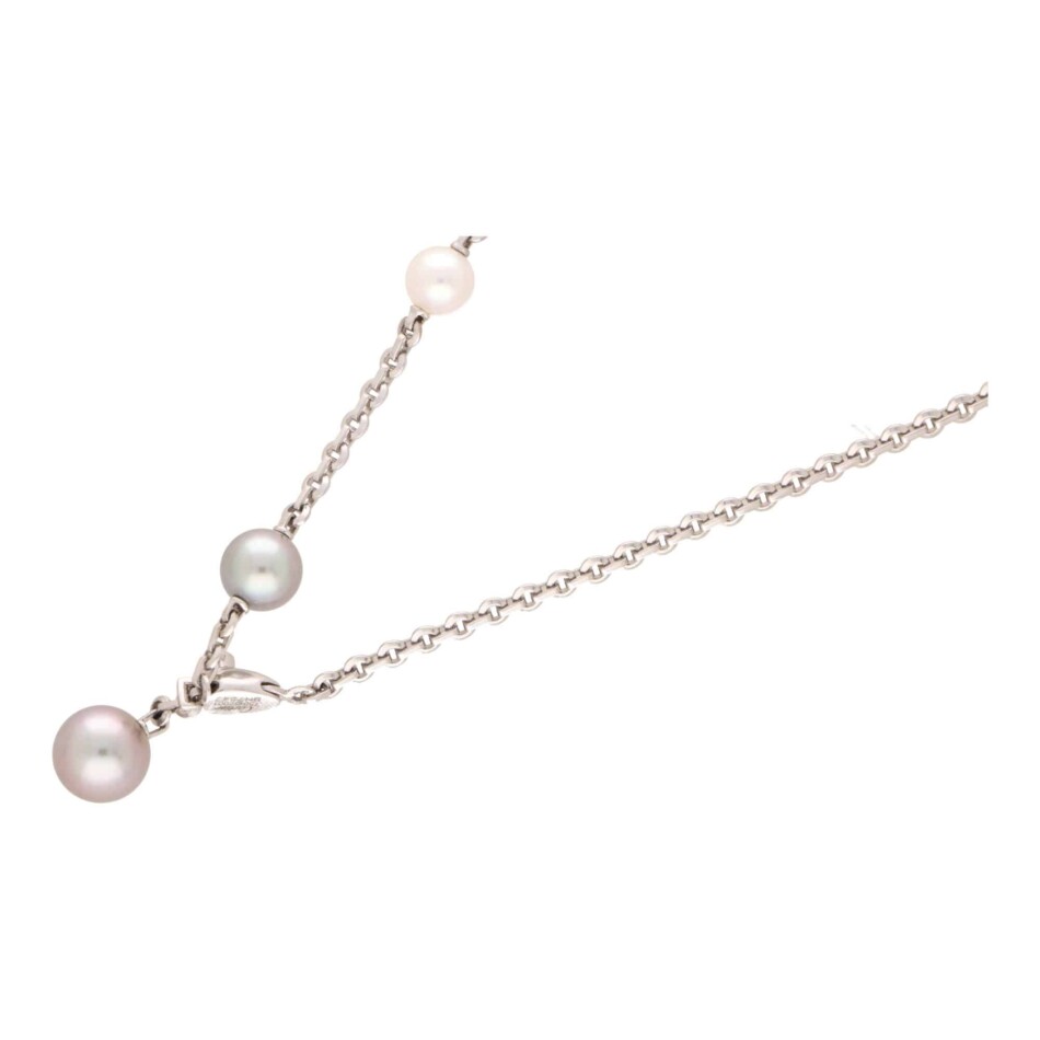 Vintage Cartier Pearl and Diamond Lariat Necklace