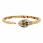 Vintage Bvlgari Serpenti Sapphire, Diamond and Malachite Bangle