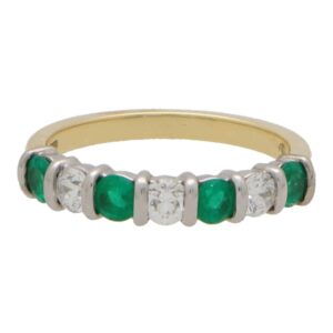 Emerald and Diamond Half Eternity Ring