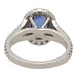 Vintage Blue Sapphire and Diamond Oval Halo Cluster Ring