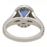 Vintage Blue Sapphire and Diamond Oval Halo Cluster Ring