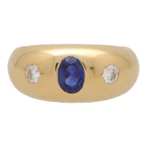 Vintage Bvlgari Sapphire and Diamond Gypsy Set Ring